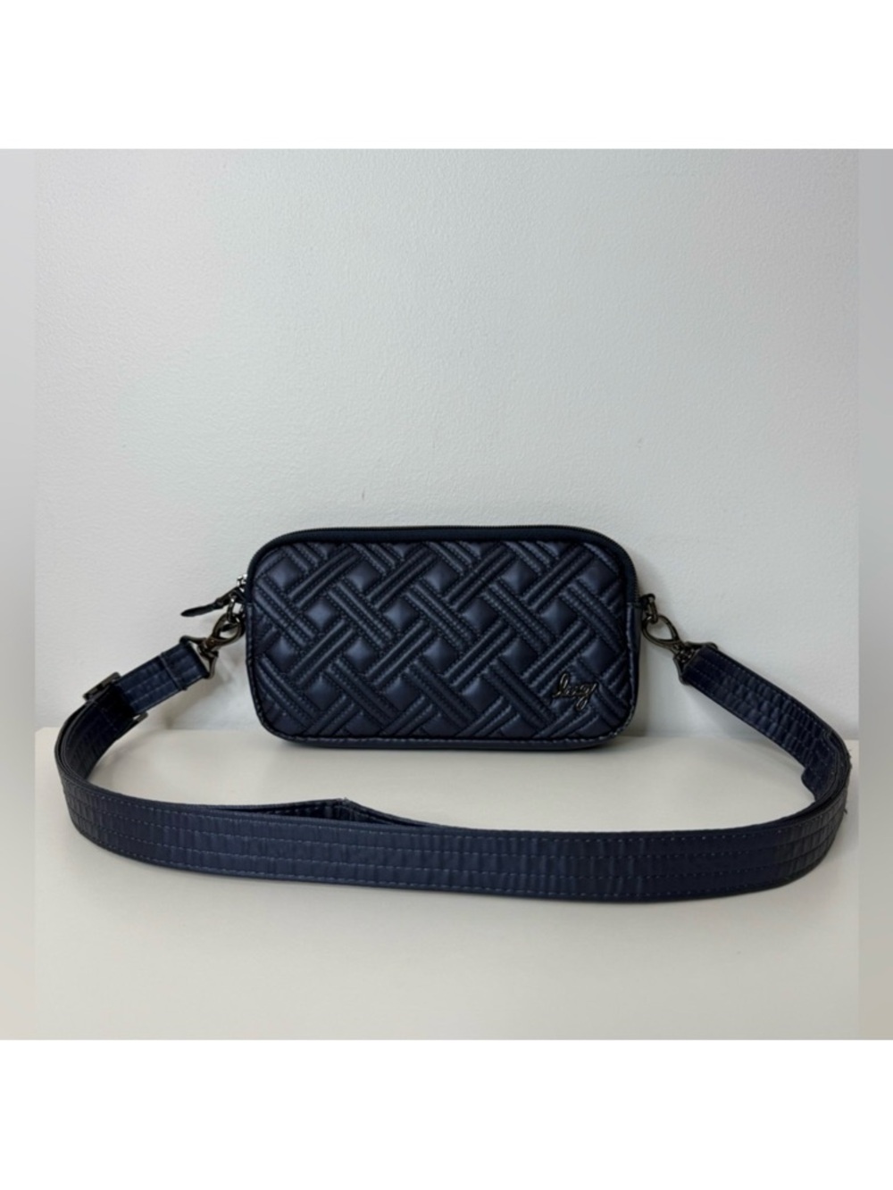 Lug Coupe XL Convertible Crossbody Bag Metallic Indigo RFID Interior Wallet